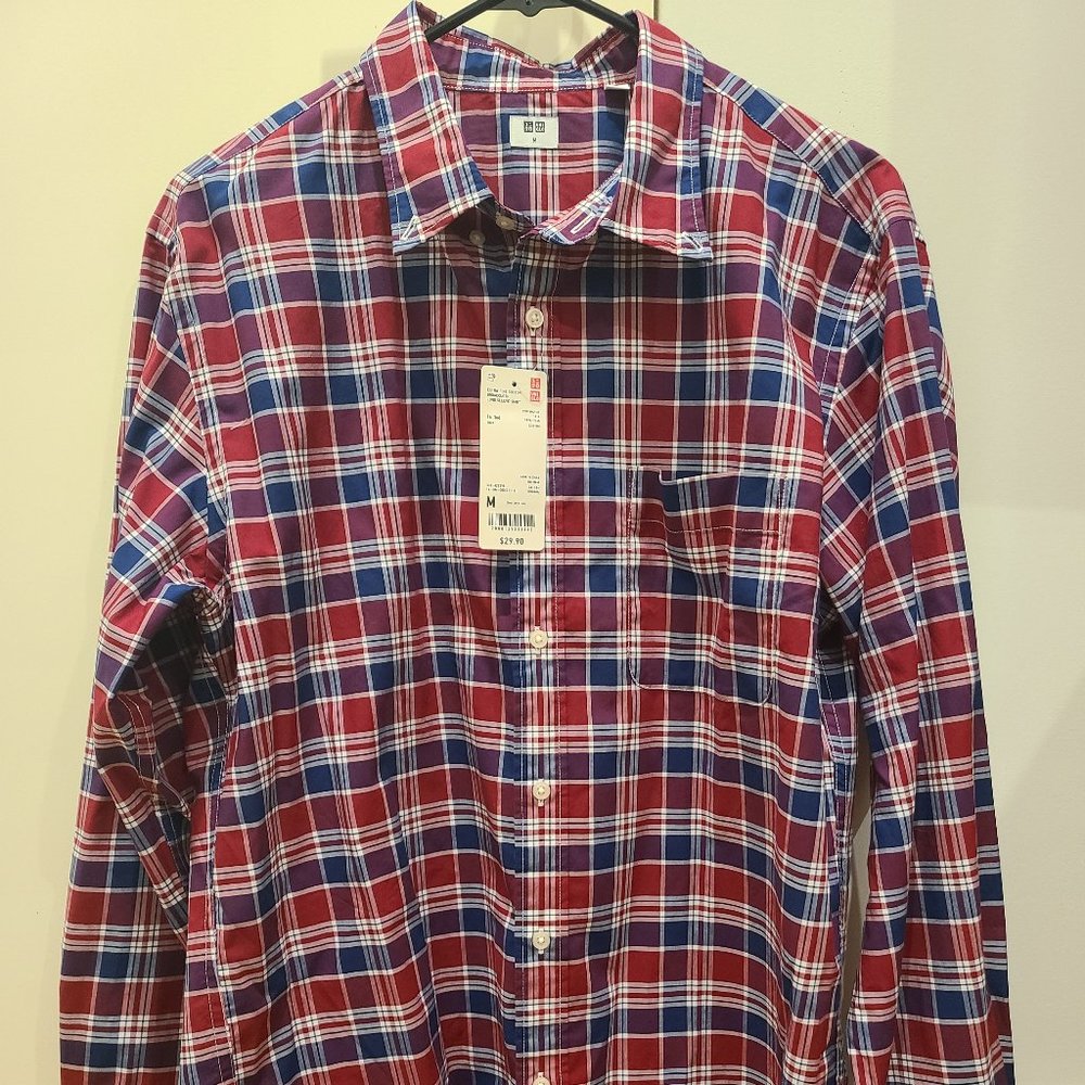 Uniqlo Men Plaid Long Sleeve Button Down